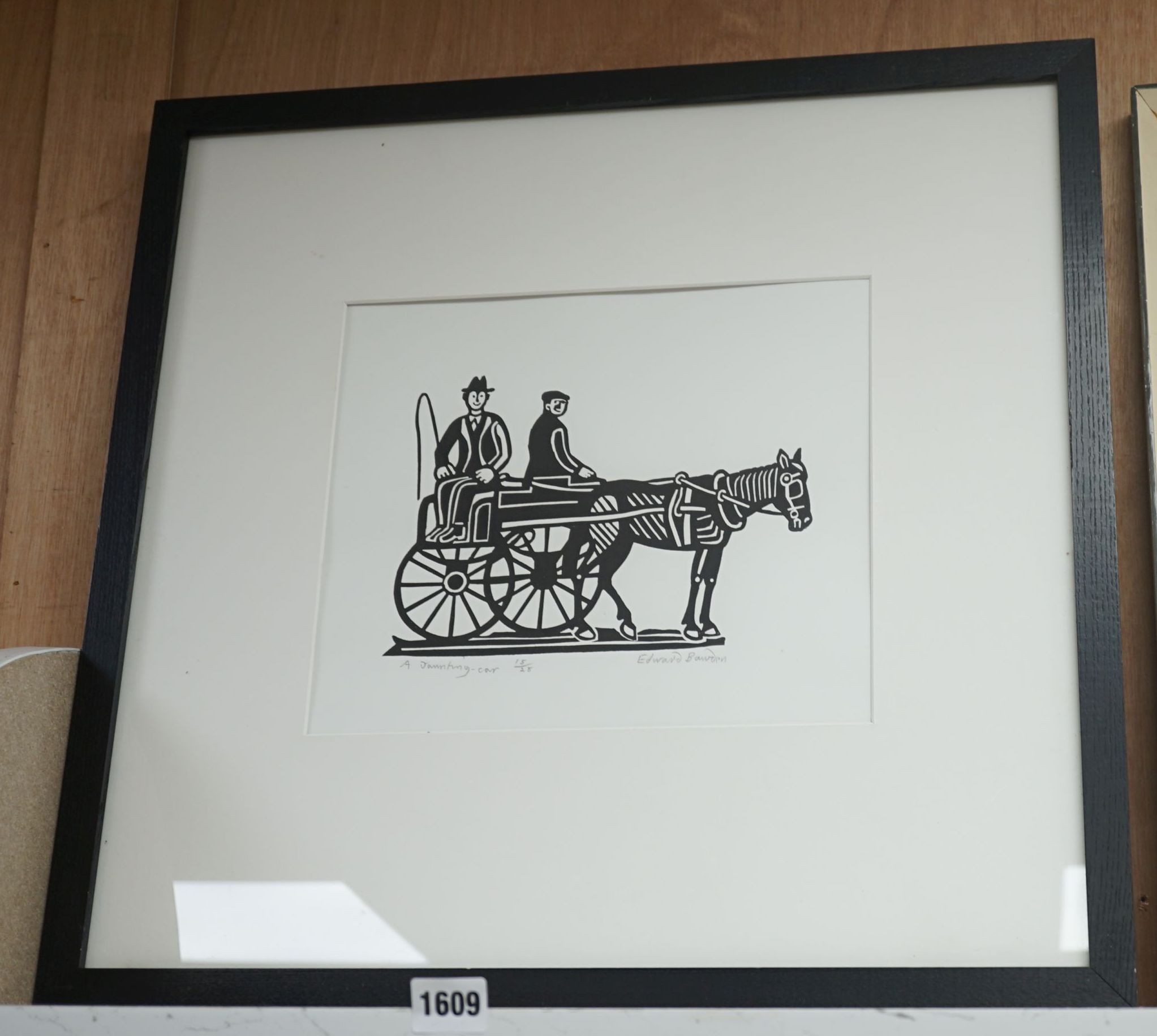 Edward Bawden (1903-1989), linocut, 'A Jaunting Car', signed in pencil, 15/25, 25 x 30cm